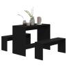 3 Piece Black Engineered Wood Dining Set - Modern Design