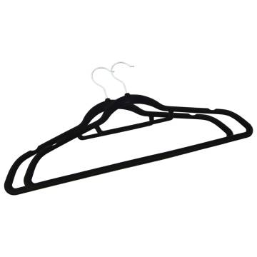 50 pcs Anti-slip Black Velvet Clothes Hanger Set - Durable & Stylish