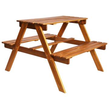 Kids Picnic Table with Parasol - Solid Acacia Wood Set