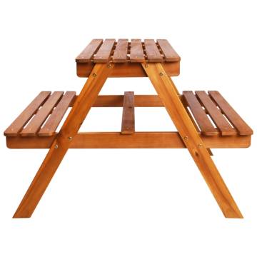 Kids Picnic Table with Parasol - Solid Acacia Wood Set