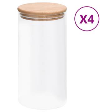 Storage Glass Jars with Bamboo Lid - 4 pcs 1200 ml | HipoMarket