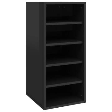 High Gloss Black Shoe Cabinet - Stylish Storage Solution