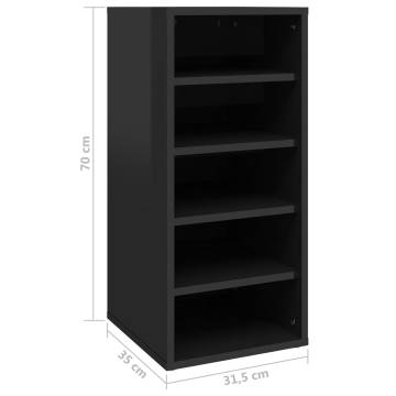 High Gloss Black Shoe Cabinet - Stylish Storage Solution