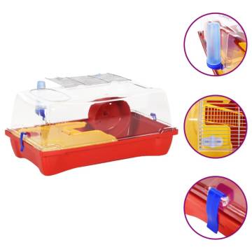 Hamster Cage Red 57x33x26 cm - Safe & Fun Home for Pets