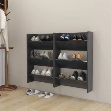 Modern Grey Wall Shoe Cabinets - 2 pcs, 60x18x90 cm