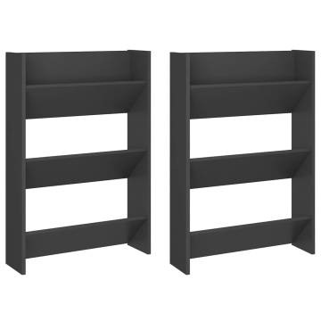 Modern Grey Wall Shoe Cabinets - 2 pcs, 60x18x90 cm