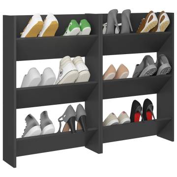 Modern Grey Wall Shoe Cabinets - 2 pcs, 60x18x90 cm