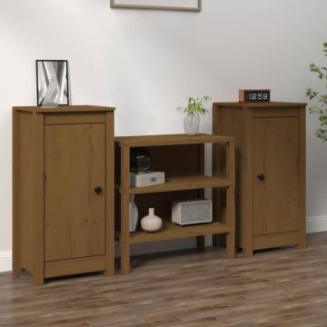 Honey Brown Solid Wood Sideboards - 2 pcs | HipoMarket