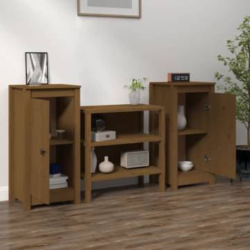 Honey Brown Solid Wood Sideboards - 2 pcs | HipoMarket