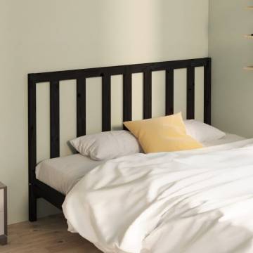 Stylish Black Bed Headboard - Solid Pine Wood 126x4x100 cm