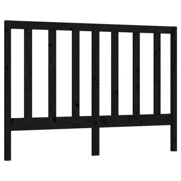 Stylish Black Bed Headboard - Solid Pine Wood 126x4x100 cm