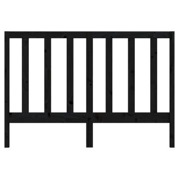 Stylish Black Bed Headboard - Solid Pine Wood 126x4x100 cm