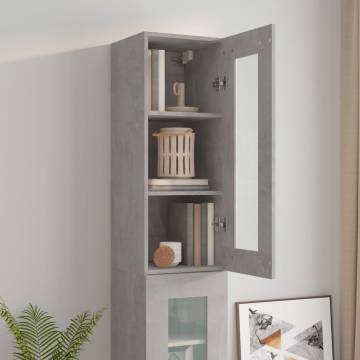 Hanging Wall Cabinet Concrete Grey 34.5x34x90cm - Hipo Market