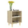 Scandinavian Bed Cabinets with Solid Wood Legs - 2 pcs Sonoma Oak