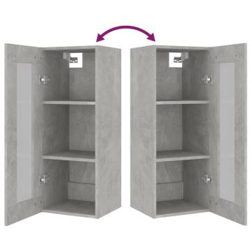 Hanging Wall Cabinet Concrete Grey 34.5x34x90cm - Hipo Market