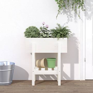 Garden Planter White 62x30x69 cm - Solid Wood Pine | HipoMarket