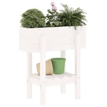 Garden Planter White 62x30x69 cm - Solid Wood Pine | HipoMarket