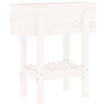 Garden Planter White 62x30x69 cm - Solid Wood Pine | HipoMarket