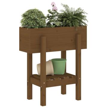 Honey Brown Garden Planter | Solid Wood Pine - 62x30x69 cm