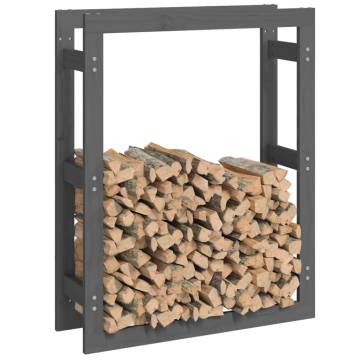 Firewood Rack Grey 80x25x100 cm | Solid Pine Wood Storage