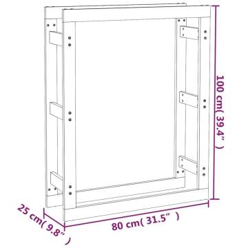 Firewood Rack Grey 80x25x100 cm | Solid Pine Wood Storage