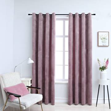 Elegant Antique Pink Blackout Velvet Curtains - 140x175cm