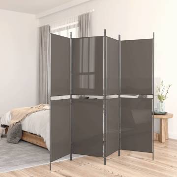 4-Panel Anthracite Room Divider 200x200 cm | Hipomarket UK