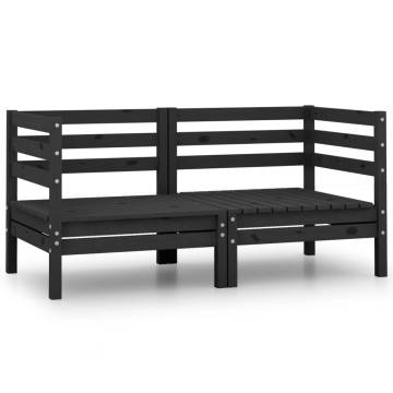 Buy Garden Corner Sofas - 2 pcs Black Solid Pinewood