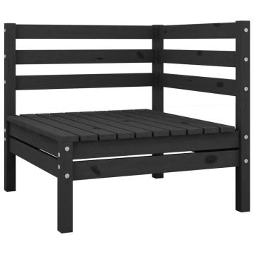 Buy Garden Corner Sofas - 2 pcs Black Solid Pinewood