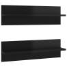 Elegant High Gloss Black Wall Shelf - 2 pcs | HipoMarket