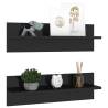 Elegant High Gloss Black Wall Shelf - 2 pcs | HipoMarket