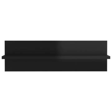 Elegant High Gloss Black Wall Shelf - 2 pcs | HipoMarket