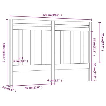 Stylish White Solid Pine Bed Headboard - 126x4x100 cm