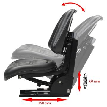 Tractor Seat with Suspension Black - Comfort & Durability