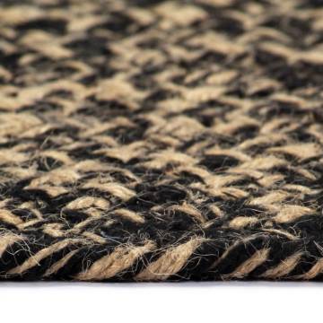 Handmade Jute Rug Black & Natural - 90 cm | HipoMarket