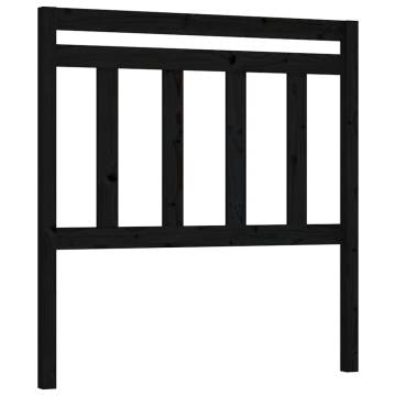 Stylish Black Solid Pine Bed Headboard | 96x4x100 cm