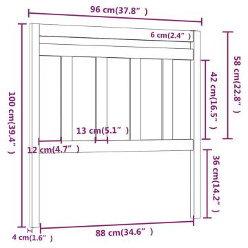 Stylish Black Solid Pine Bed Headboard | 96x4x100 cm