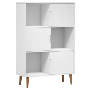 Bookcase MOLDE White - Solid Pine Wood 90x35x133.5 cm