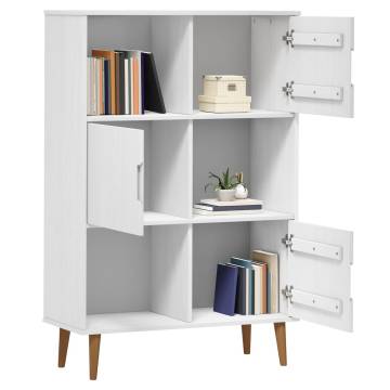 Bookcase MOLDE White - Solid Pine Wood 90x35x133.5 cm