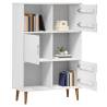 Bookcase MOLDE White - Solid Pine Wood 90x35x133.5 cm