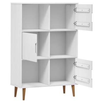 Bookcase MOLDE White - Solid Pine Wood 90x35x133.5 cm