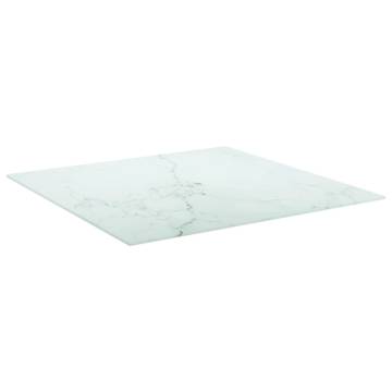 Table Top White 70x70 cm - Marble Design Tempered Glass