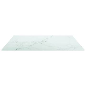 Table Top White 70x70 cm - Marble Design Tempered Glass