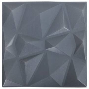 3D Wall Panels 12 pcs Diamond Grey - Stylish Interior Decor