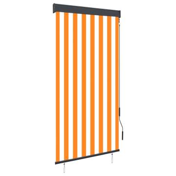 Outdoor Roller Blind 80x250 cm - Stylish White & Orange