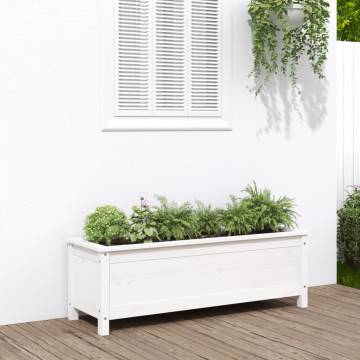 Garden Raised Bed White - Solid Pine Wood 119.5x40x39 cm