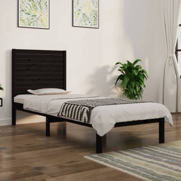 Black Solid Wood Bed Frame 90x190 cm - Stylish & Sturdy