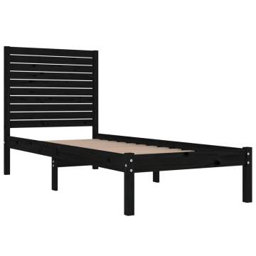 Black Solid Wood Bed Frame 90x190 cm - Stylish & Sturdy