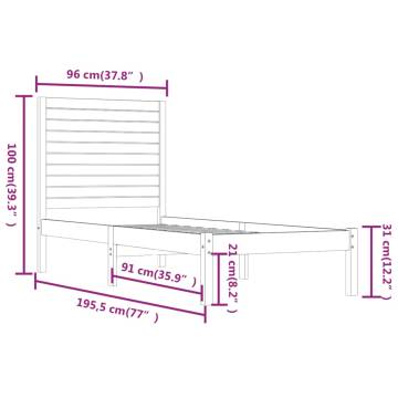 Black Solid Wood Bed Frame 90x190 cm - Stylish & Sturdy