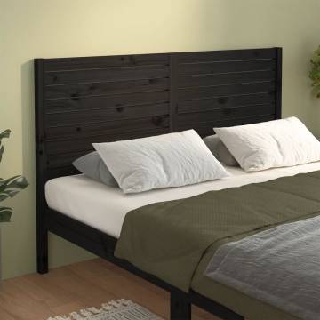 Stylish Black Bed Headboard - Solid Pine (126x4x100 cm)